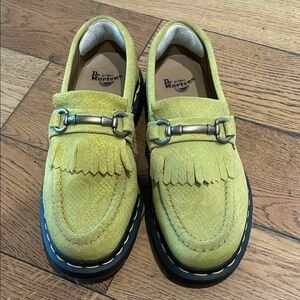 Dr. Martens Adrian Lime Green Suede Loafers